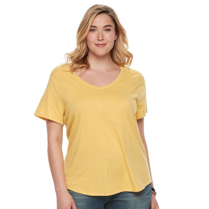 Plus Size Sonoma Goods For Life&trade; Essential V-neck Tee, Women's, Size: 2xl, Yellow