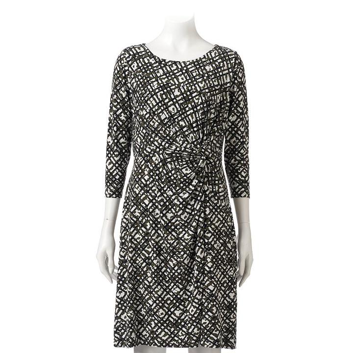 Petite Dana Buchman Printed Faux-wrap Dress, Women's, Size: S Petite, Dark Green