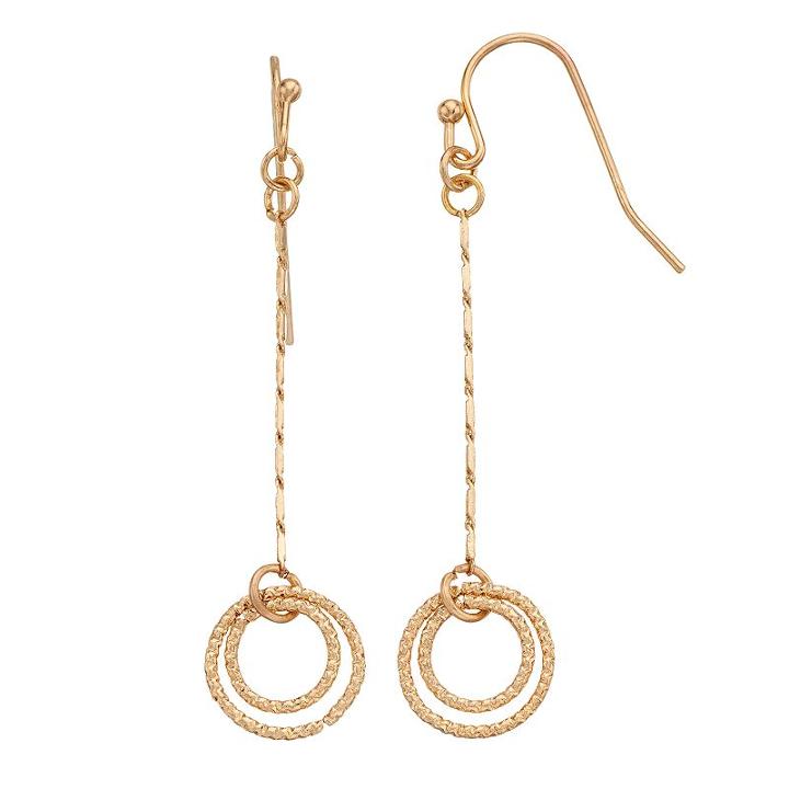 Lc Lauren Conrad Double Circle & Chain Linear Earrings, Women's, Gold