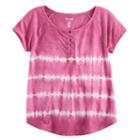 Girls 7-16 & Plus Size Mudd&reg; Lace-up Raglan Tie-dye Tee, Girl's, Size: 16, Red