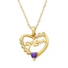 18k Gold Over Silver African Amethyst And Diamond Accent Mom Heart Pendant, Women's, Size: 18, Purple