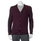 Men's Apt. 9&reg; Modern-fit Marled Merino Cardigan Sweater, Size: Large, Dark Red