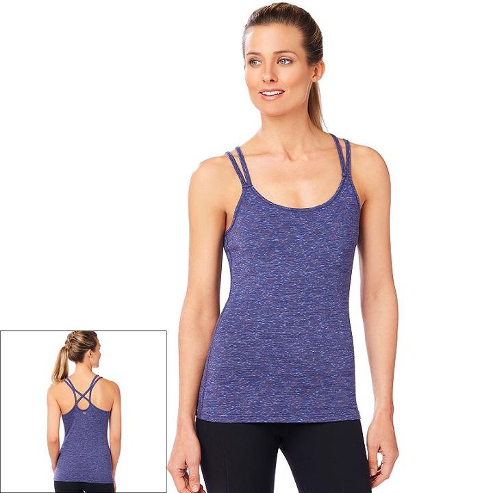 Women's Shape Active Criss-cross Racerback Yoga Tank, Size: Large, Blue (navy)