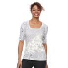 Women's Croft & Barrow&reg; Squareneck Tee, Size: Xl, Grey