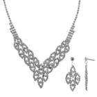 Crystal Allure V Bib Necklace And Drop Earring Set, Women's, Size: 15, White