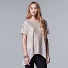 Women's Simply Vera Vera Wang Foil Shark-bite Hem Top, Size: Large, Silver