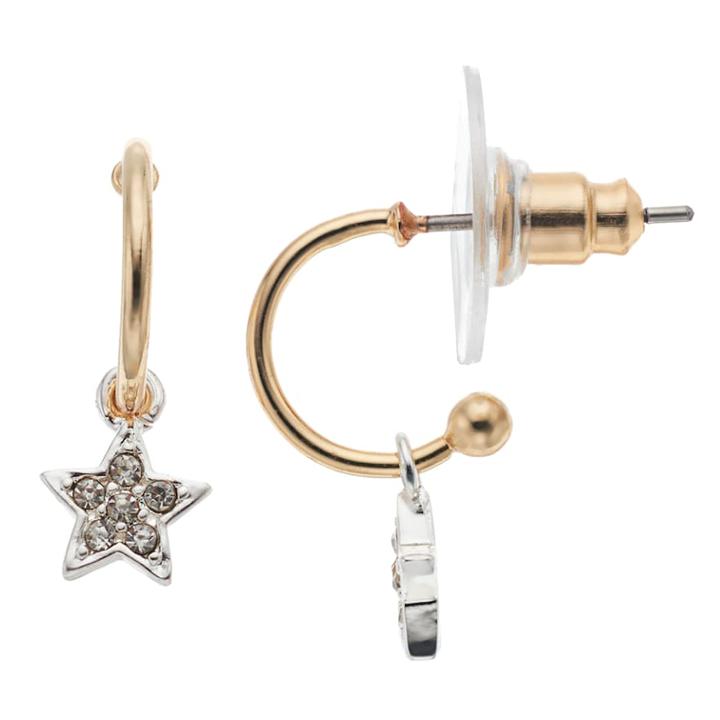 Lc Lauren Conrad Two Tone Star Nickel Free Drop Earrings, Women's, Multicolor