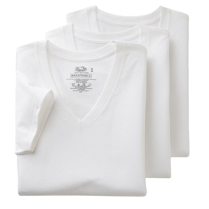 Men's Fruit Of The Loom Signature 3-pack Breathable V-neck Tees, Size: Xl, White