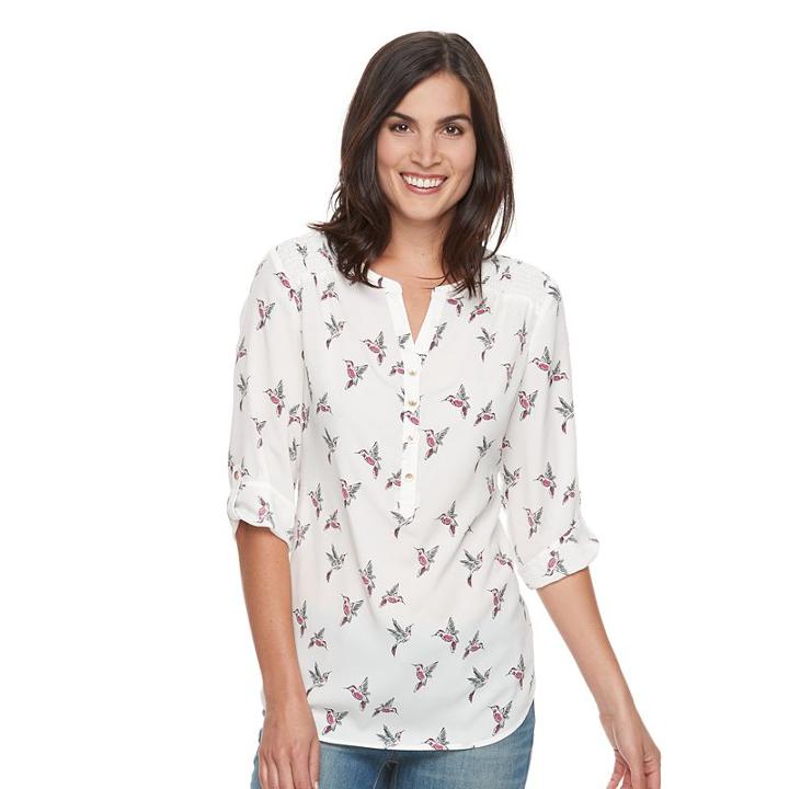 Women's Croft & Barrow&reg; Printed Crepe Woven Top, Size: Xs, Med Purple