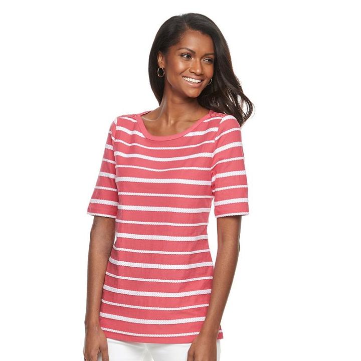 Women's Croft & Barrow&reg; Button-shoulder Tee, Size: Xl, Brt Red