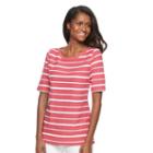 Women's Croft & Barrow&reg; Button-shoulder Tee, Size: Xl, Brt Red