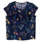 Girls 4-12 Sonoma Goods For Life&trade; Ruffle Front Printed Top, Girl's, Size: 5, Dark Blue