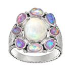 Lab-created White & Purple Opal Sterling Silver Oval Ring, Women's, Size: 8