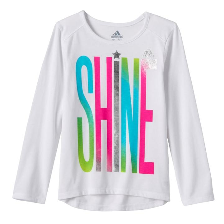 Toddler Girl Adidas Tilted Graphic High-low Hem Tee, Size: 2t, White