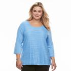 Plus Size Croft & Barrow&reg; Lace-front Scoopneck Tee, Women's, Size: 1xl, Light Blue
