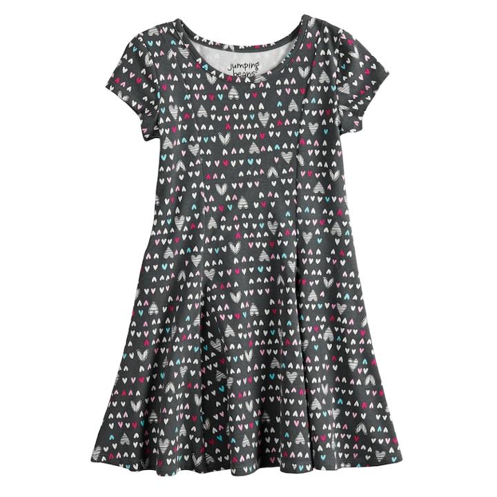 Girls 4-10 Jumping Beans&reg; Printed Dress, Size: 7, Med Grey
