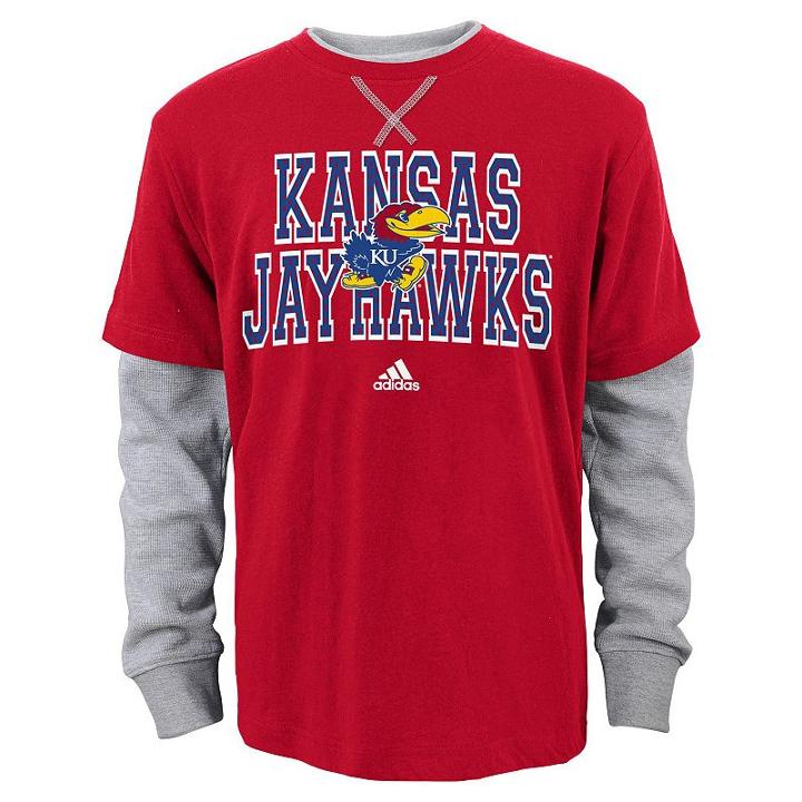 Boys 4-7 Adidas Kansas Jayhawks Mock-layer Tee, Boy's, Size: Large, Red