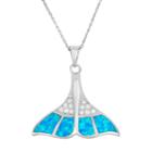 Lab-created Blue Opal & Cubic Zirconia Sterling Silver Whale Tail Pendant Necklace, Women's, Size: 18