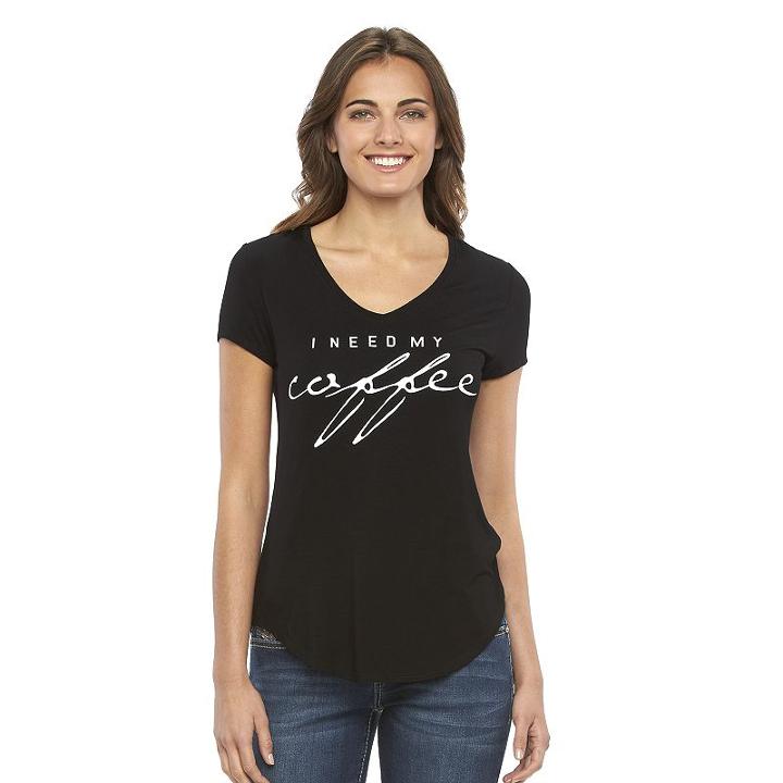 Women's Apt. 9&reg; V-neck Graphic Tee, Size: Medium, Oxford
