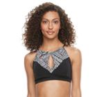 Women's S.o.s. Sun Ocean Sand Bra-sized High-neck Bikini Top, Size: 32 C, Black