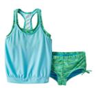 Girls 7-16 Zeroxposur Blouson Mock-layer Swimsuit Set, Girl's, Size: 8, Green Oth