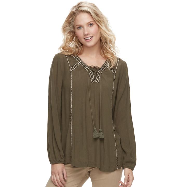 Women's Sonoma Goods For Life&trade; Gauze Peasant Top, Size: Xxl, Green