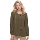 Women's Sonoma Goods For Life&trade; Gauze Peasant Top, Size: Xxl, Green