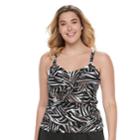 Plus Size Trimshaper Brandy Bust Enhancer Knot-front Tankini Top, Women's, Size: 18 W, Black