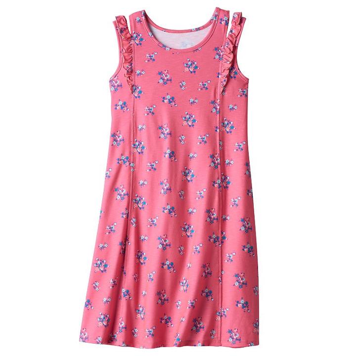 Girls 7-16 & Plus Size So&reg; Patterned Ruffle Shoulder Knit Dress, Girl's, Size: 14 1/2, Brt Orange