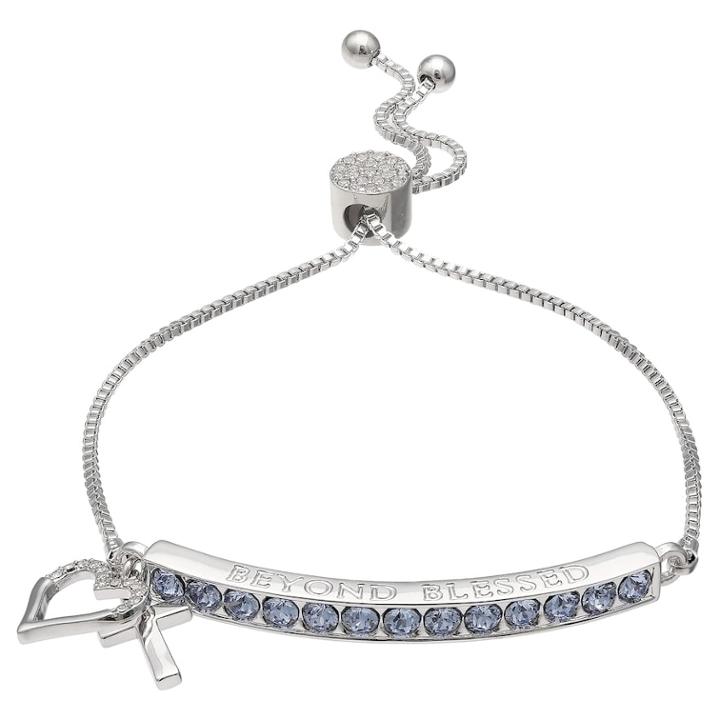 Brilliance Beyond Blessed Adjustable Bracelet With Swarovski Crystals, Women's, Size: 8, Blue