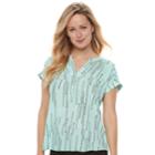 Women's Apt. 9&reg; Cuffed Crepe Blouse, Size: Large, Light Blue