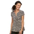 Women's Dana Buchman Peplum Hem Shirt, Size: Xs, Beig/green (beig/khaki)