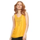 Women's Apt. 9&reg; Geometric Embroidered Tank, Size: Large, Gold