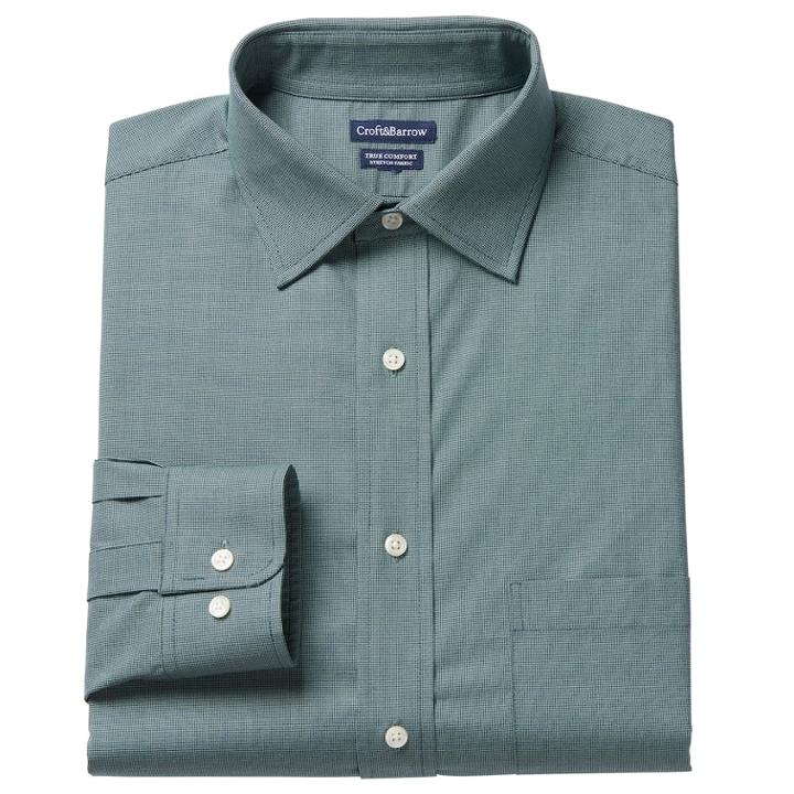 Big & Tall Croft & Barrow&reg; True Comfort Regular-fit Dress Shirt, Men's, Size: 19 36/7b, Turquoise/blue (turq/aqua)