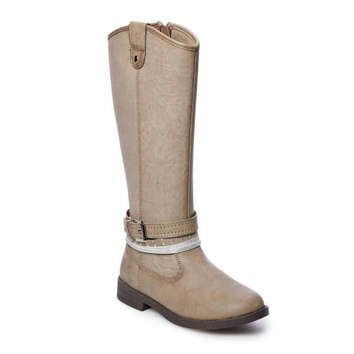 So&reg; Raylene Girls' Tall Riding Boots, Size: 13, Lt Beige