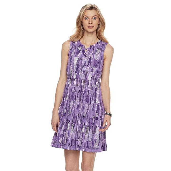 Petite Dana Buchman Printed Lace-up Dress, Women's, Size: Xl Petite, Purple
