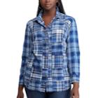 Plus Size Chaps Plaid Button Front Top, Women's, Size: 3xl, Blue