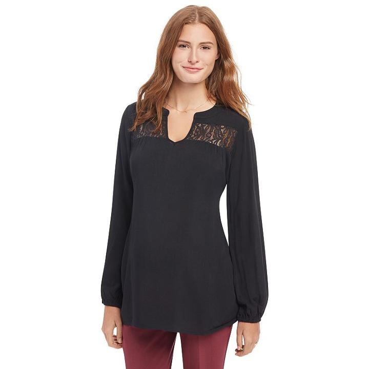 Maternity Oh Baby By Motherhood&trade; Lace Peasant Top, Women's, Size: Large, Black