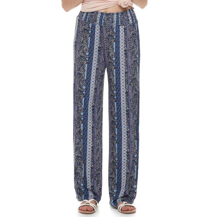 Juniors' Pink Republic Printed Palazzo Pants, Teens, Size: Xl, Blue (navy)