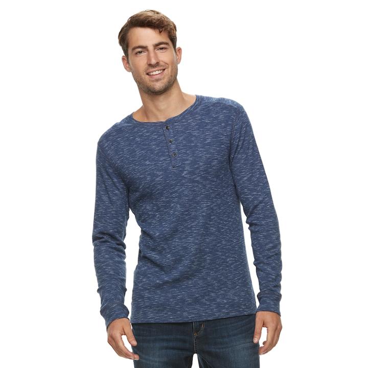 Men's Apt. 9&reg; Soft Touch Slubbed Henley, Size: Xl, Blue
