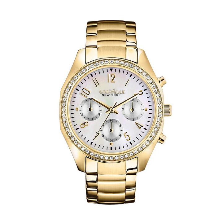 Caravelle New York By Bulova Women's Stainless Steel Chronograph Watch - 44l114, Yellow