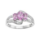 Sterling Silver Lab-created Pink & White Sapphire 3-stone Bypass Ring, Women's, Size: 5