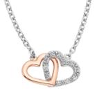 1/8 Carat T.w. Diamond Sterling Silver Two Tone Double Heart Necklace, Women's, Size: 18, White