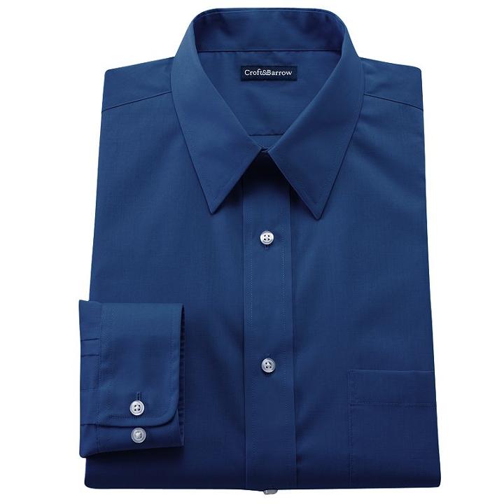 Big & Tall Croft & Barrow&reg; Solid Broadcloth Point-collar Dress Shirt, Men's, Size: 19 36/7t, Blue