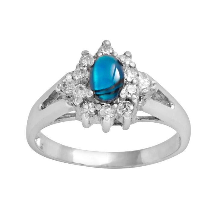 Sterling Silver Paua Shell And Cubic Zirconia Ring, Women's, Size: 9, Blue