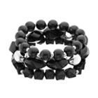 Black Beaded Stretch Bracelet Set, Women's