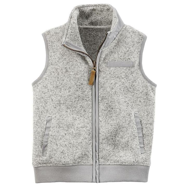 Boys 4-7 Carter's Zip-up Sweater Vest, Size: 7, Light Grey