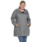 Plus Size Sebby Collection Hooded Fleece Jacket, Women's, Size: 3xl, Grey