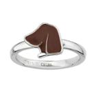 Stacks And Stones Sterling Silver Brown Enamel Dog Stack Ring, Women's, Size: 9, Grey