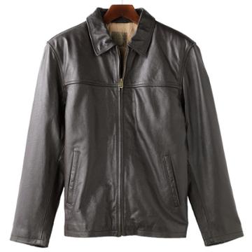 Men's R And O Open-bottom Leather Bomber Jacket, Size: Small, Brown